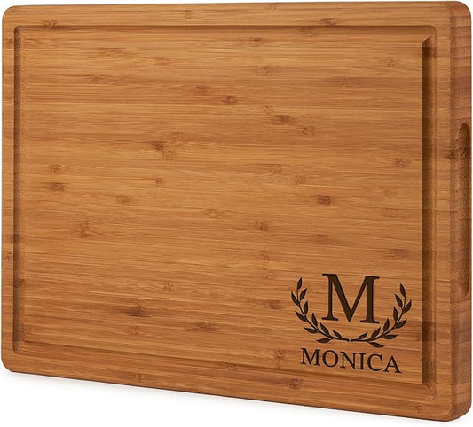 AWESOMETIK Engraved Bamboo Cutting Board – Personalized Charcuterie Board for Brides, Parents, Couples & Special Occasions