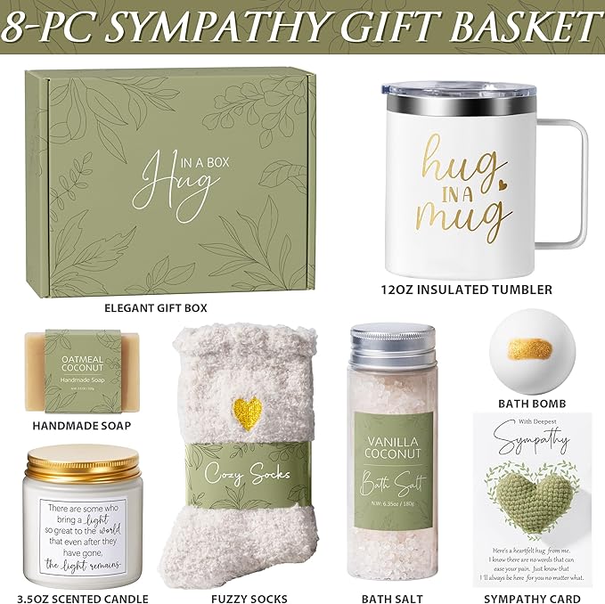 Sympathy Gift Baskets Sympathy Gifts for Loss of Loved One Mother Father Husband Mom Dad, Memorial Grief Condolences Bereavement Gift Ideas for Loss, Miscarriage Gifts for Mothers Women Care Package