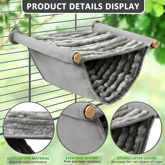 Warm Hamster Hammock House Mouse Rat Hanging Swing Bed Guinea Pig Cage Bedding Small Pet Animal Double Layer Cage Tent Hut Nest for Winter Mouse Rat Hamster Play Sleep