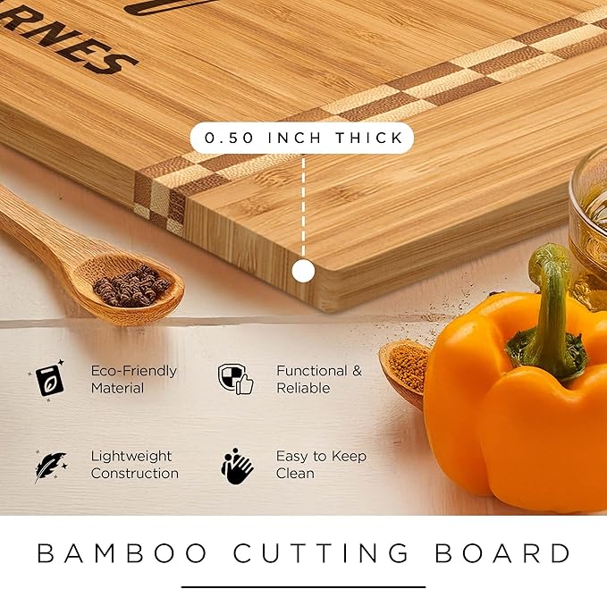 Personalized Cutting Board, Custom Engraved Bamboo Wood Cutting Boards, Customized Name Grill Charcuterie Board, Christmas, Housewarming Gift, Multiple Sizes, Engraved in USA by My Sign Center