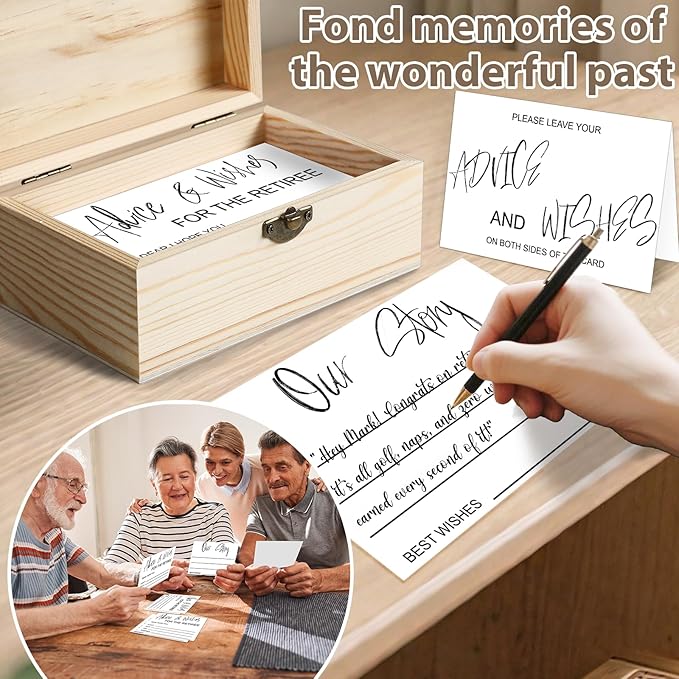 50PCS Retirement Wishes Cards Box for Retirement Party Decorations Favors & Gifts for Women or Men