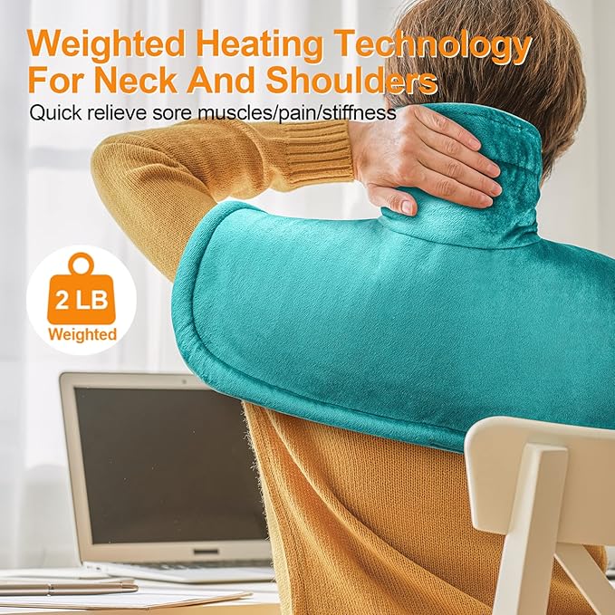 Heating Pad for Neck and Shoulders and Back, Mothers Day Gifts for Mom Wife Grandma, Birthday Gifts for Women, Weighted Neck Heating Pads, Large Heat Pad, 6 Heat Settings 4 Auto-Off, 17"x23" Blue