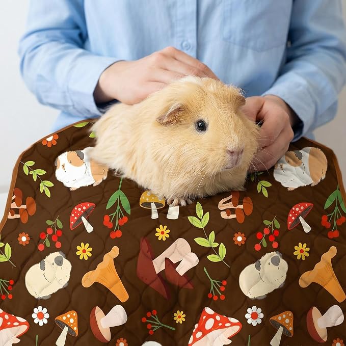 Guinea Pig Cage Liner, 49"x24" Bedding for Midwest Cage 2 Pack, Mushroom | Washable Fleece Bedding, Super Absorbent, Non-Slip, Waterproof Rabbit Mat, Machine Washable, Small Animal Cage Accessory