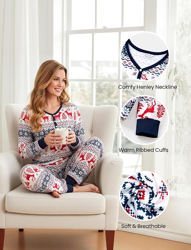 PATPAT Christmas Family Matching Pajama Sets Includes Christmas Socks - Perfect for Family Photos & Holiday Celebrations