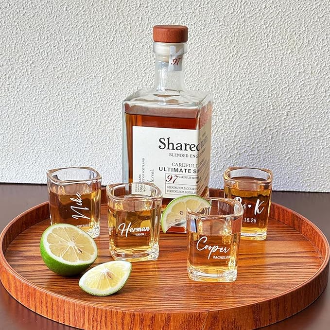 Personalized Groomsmen Gifts, Whiskey Glass 10 oz, Best Man Gift Custom Wedding Party Barware, Old Fashion Cup for Brandy Whiskey Beer for Men, Rocks Glasses for Dad, Husband (Style B)