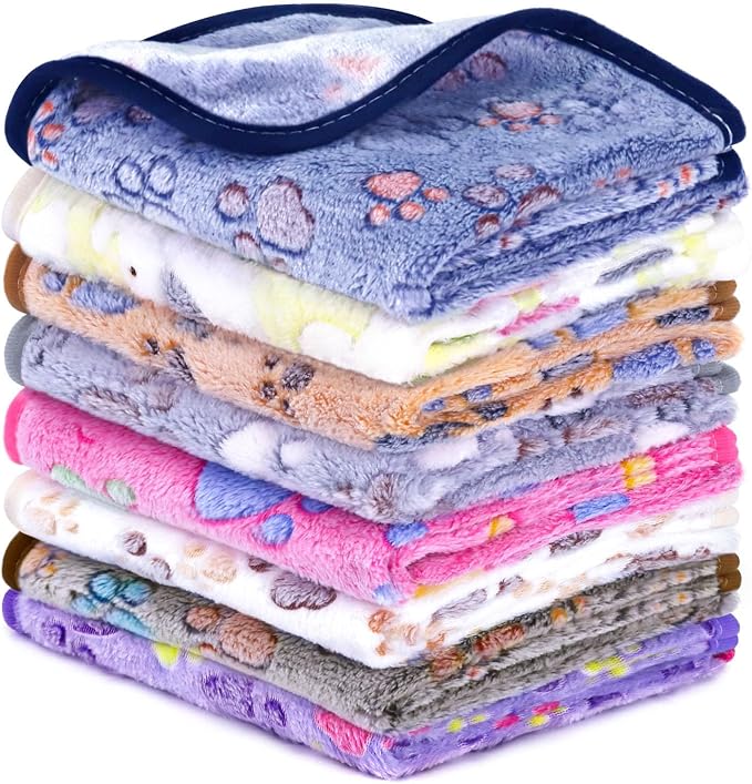 8 Pcs Washable Guinea Pig Bedding Absorbent Small Animal Cage Liners Reusable Guinea Pig Fleece Blankets Waterproof Pet Pee Pad Sleep Mat Pad Cover for Rabbit Ferret Chinchilla Hamster
