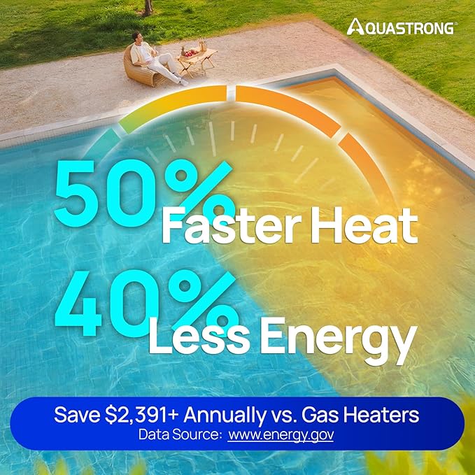 AQUASTRONG Inverter Swimming Pool Heat Pump,Pool Heater for Above Ground and Inground Pool Heating Smart WiFi Control and Cooling Pool Heater Pools Up to, 16000 Gallons