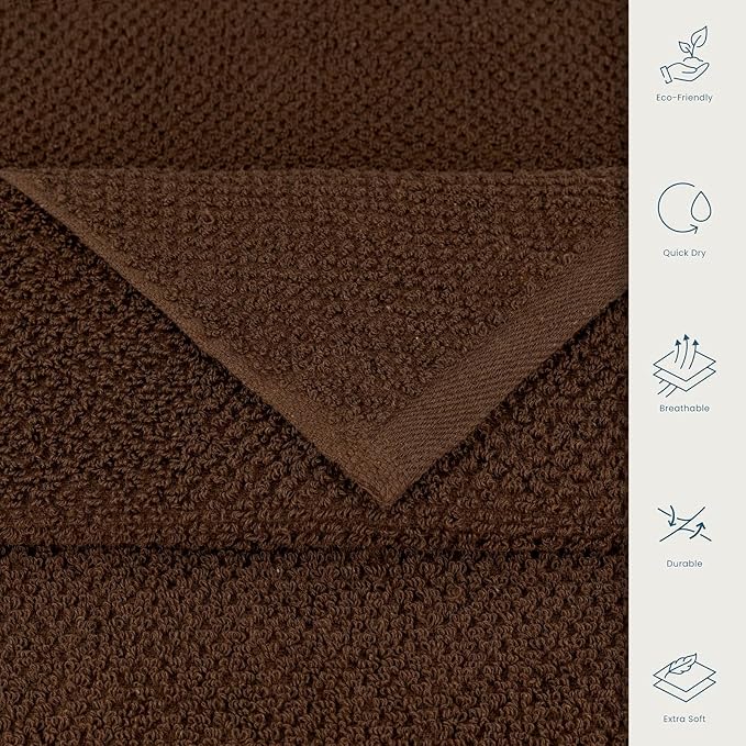 CASA COPENHAGEN Popcorn Textured 4 Pieces Bath Towel Set- Toffee, 550 GSM 4 Bath Towel Rough & Tough Use Cotton Towels Gift Set for Bathroom