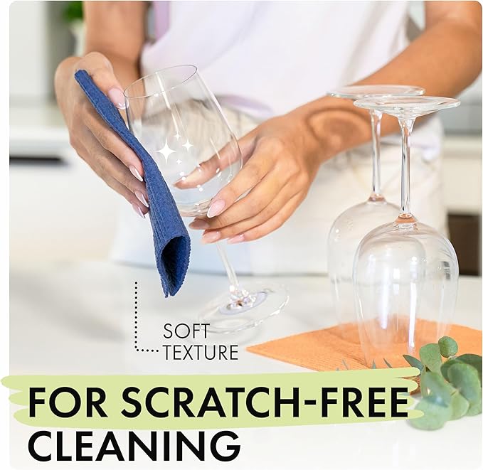 SUPERSCANDI 5 Pack Swedish Dishcloths for Kitchen - 100% Biodegradable&Compostable | Reusable Paper Towels Washable, Food-Safe&Without Plastic - Dish Rags Suitable for Any Surface | Premium, Navy Blue