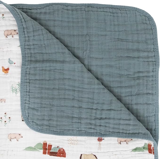 Little Unicorn Original Premium Cotton Quilt | Multi-Layered & Extra-Soft Muslin Fabric |for Babies & Toddlers (Farmyard)