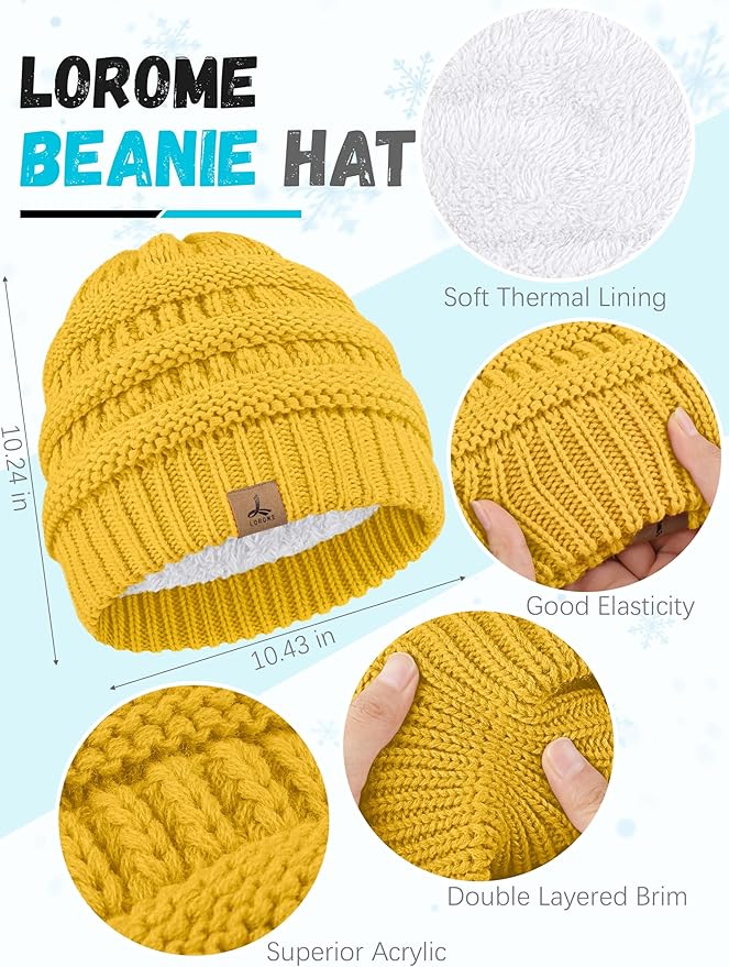 Winter Beanie Hat Scarf Gloves, Warm Fleece Knit Hats Touch Screen Gloves Neck Scarf Set Winter Gifts for Unisex Adult