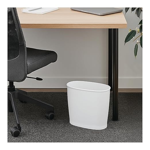 iDesign Slim Plastic Bathroom Trash Can, Small Garbage Bin for Bedroom, Office, Desk, Dorm, 2-Pack, White