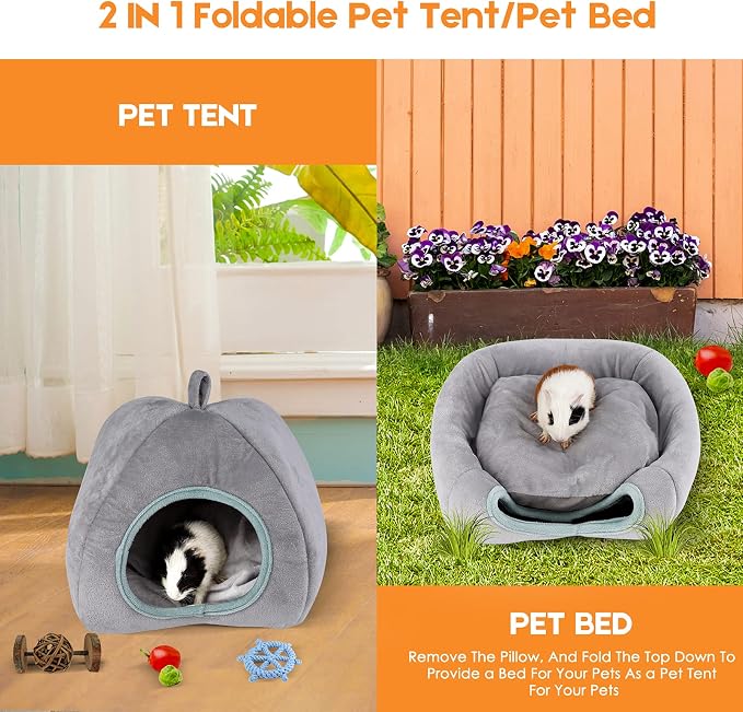 Guinea Pig Hideout - Guinea Pig Bed, Bunny Hideout, Rabbit Bed, Ideal Bed for Small Pets, Gray
