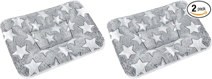 Small Animal Bed Mat, Soft & Warm, Suitable for Guinea Pig, Hamster, Rabbit, Rat and Bearded Dragon (X-Large(13.3''x9.4''), Star Grey) (Pack of 2)