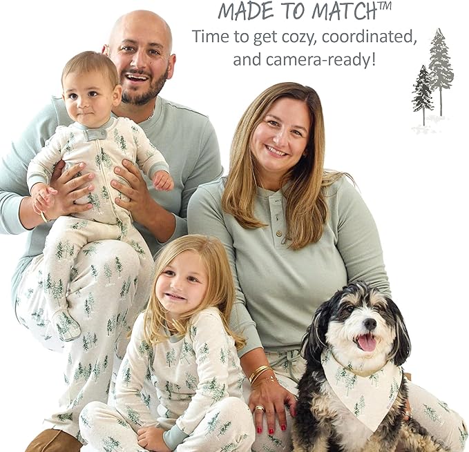 JAMIE Matching Family Jammies Holiday Pajamas 100% Organic Cotton PJs Adults, Kids, Toddlers, Baby, Pets