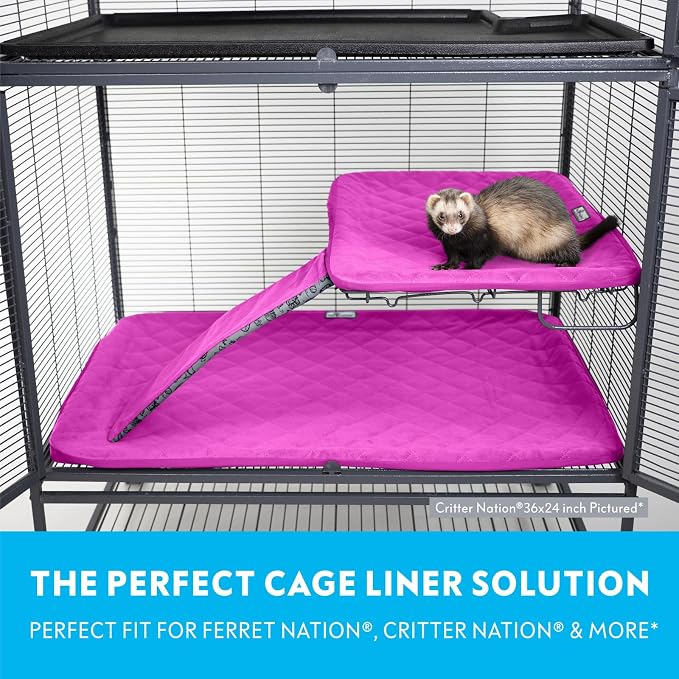 Paw Inspired Fitted Fleece Liner Set for Critter Nation 1-Story Cage, Pink | Single Unit Combo Pack for Ferret Nation/Critter Nation Cage, For Ferrets, Rats, Chinchillas, Hedgehogs, Small Animals, Pets