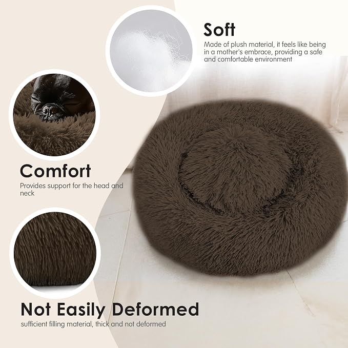Extra Large Dog Beds, 36 Inch Human Dog Anxiety Relief Comfort Bed, Indestructible & Chew Proof Pet Beds (Coffee)