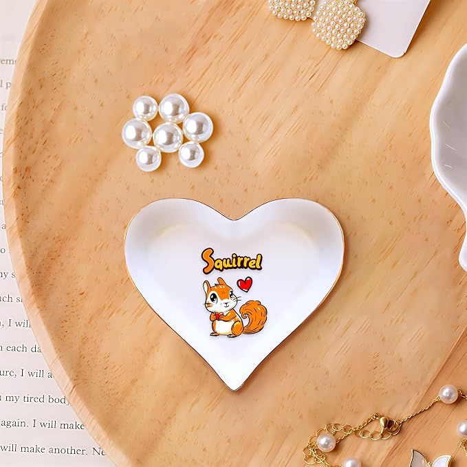 Squirrel Ring Holder Dish Tray, Gifts For Women Teens Girls Squirrel Lovers Themed Stuff Accessories Things Decor Merch, Home Room Ring Earrings Necklace Organizer Holder!