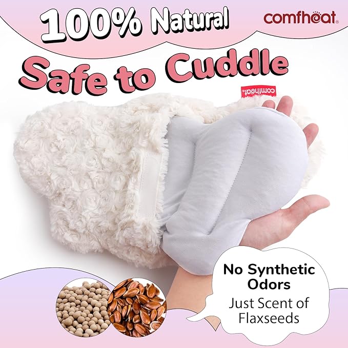 Microwave Unscented Heating Pad for Pain Relief, Moist Heat Pack Hot Compress for Period Cramps, Shoulder, Muscles, Cute Cloud Plush Heating Pad, Gift for Girl Women Kids, with Washable Cover