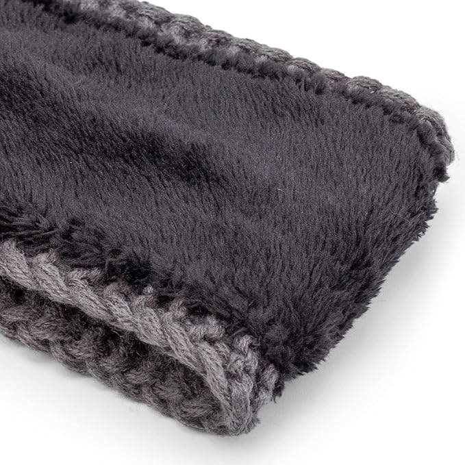 AQOKKA Knit Winter Headbands for Women Fuzzy Wool Fleece Lined Ear Warmers Elastic Turban Crocheted Head Wrap Winter Accessories for Women Cold Weather