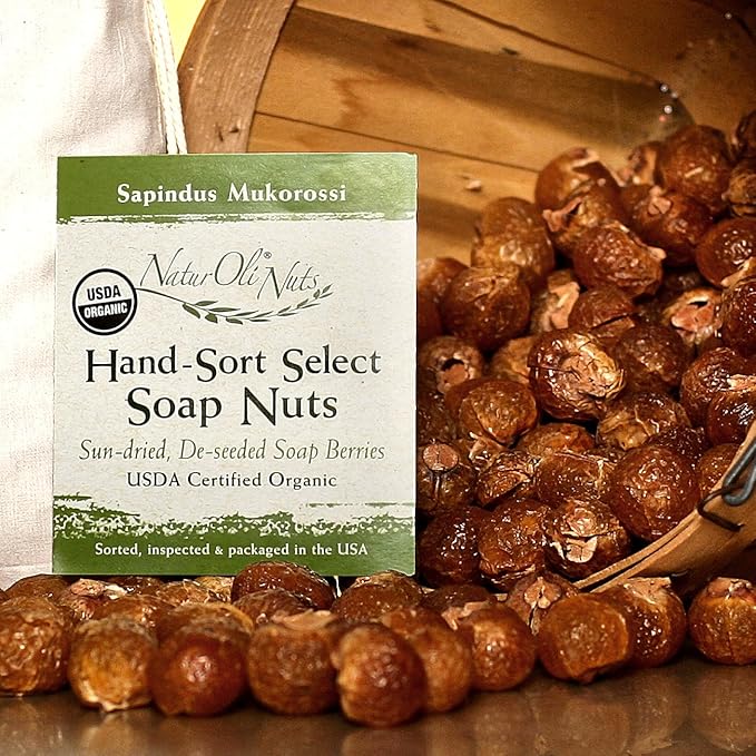 NaturOli Soap Nuts/Soap Berries - 2-Lbs organic (480 loads) + 18X Travel Bottle! Select Seedless - 2 Wash Bags, 8-pg info, Tote Bag. Organic Laundry Soap