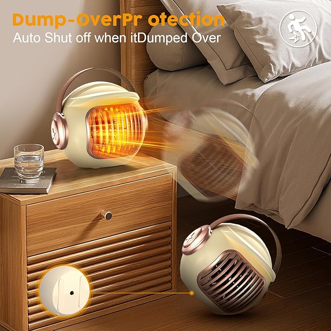 Space heaters for indoor use, mini portable heater desk heater for office,2S Efficient Heating, Tip-Over & Overheat Protection, Quiet Small Desk Heater for Office Home Bedroom