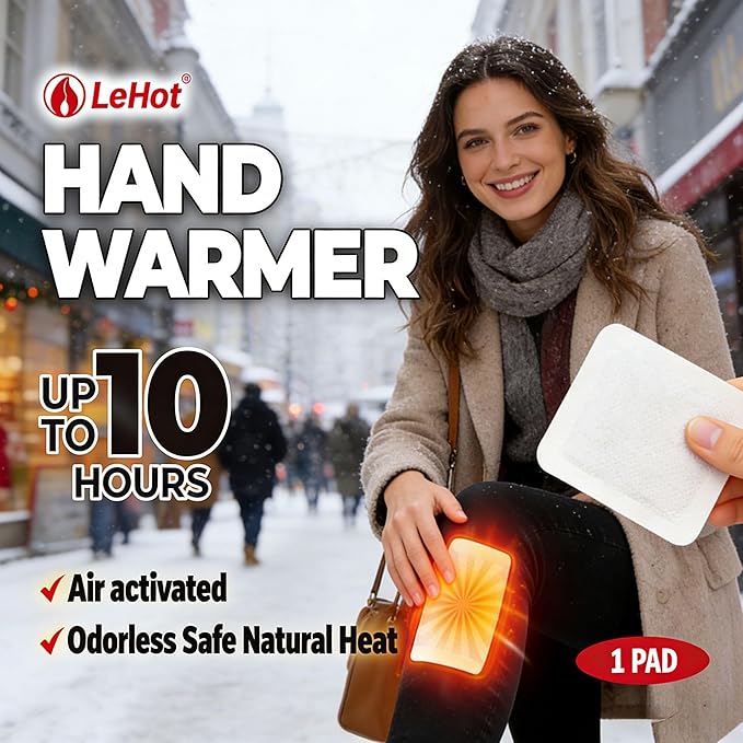 Hand Warmers - 90 Packs Hot Hands Disposable Heat Pad, Hot Hands Hand Warmers, Up to 10 Hours of Safe and Continuous Heat, Perfect for Camping, Outdoor Skiing, Fishing Ideal for Outdoors and Travel.