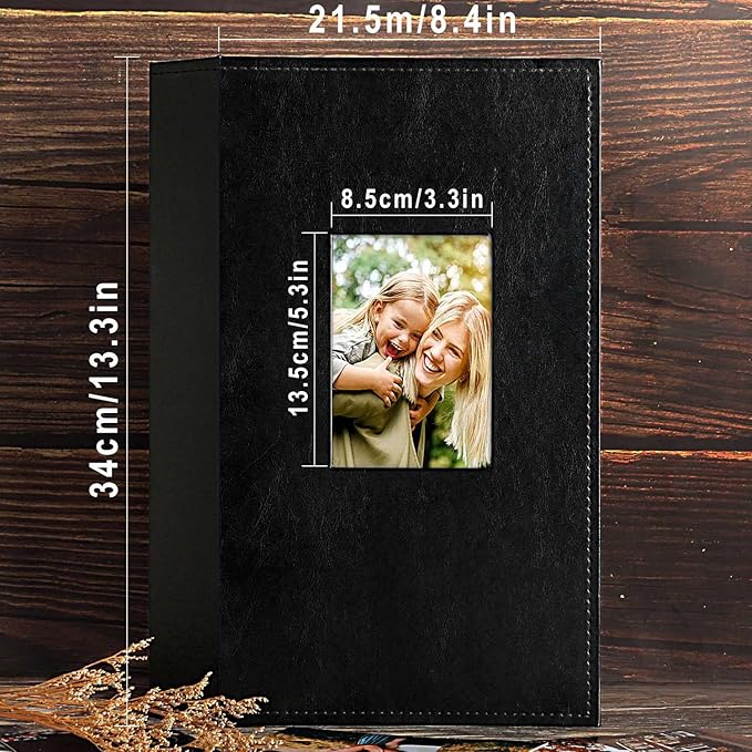 Ywlake Photo Album 4x6 300 Pockets, Leather Photo Albums Holds 300 Horizontal Only Pictures Black
