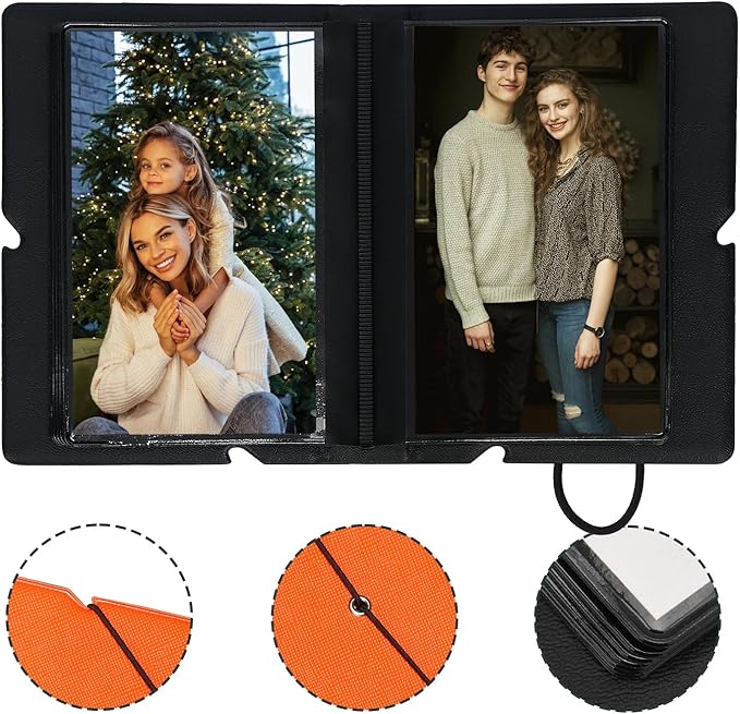 Lifting Small Photo Album 4x6 28 Pockets Plastic 4 x 6 Photo Book Album with Customizable Cover Mini Picture Album for Family Wedding Anniversary Baby Vacation (Salmon Orange)