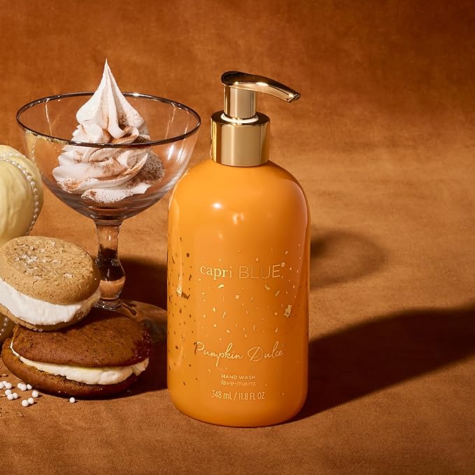 Capri Blue Large Moisturizing Hand Wash Soap - Liquid Hand Soap with Pump Bottle - Gentle & Hydrating Skin Care - Notes of White Pumpkin, Sweet Gingersnap, Nutmeg & Vanilla (Pumpkin Dulce, 11.8 fl oz)