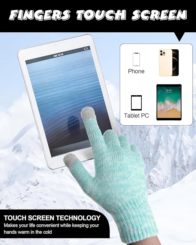 10 Pieces Winter Hat Beanie Scarf Touch Screen Gloves and Sock Set Slouchy Knit Skull Cap Beanies Fleece Lining Neck Warmer