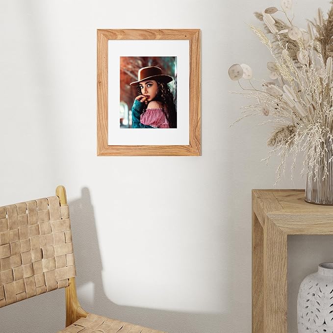 Fun Memories 11x14 Picture Frame-Real Tempered Glass, Rustic Wooden Photo Frames 11 x 14, Display Pictures 8x10 with Mat or 11x 14 Without Mat, 11x14 Picture Frame for Wall Mounted, Natural, 1 Pack