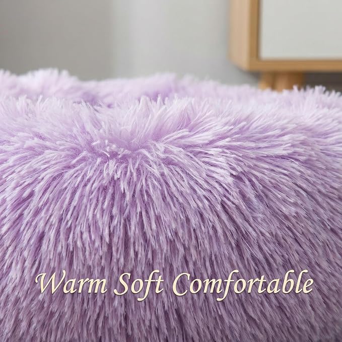 Guinea Pig Bed for Small Animal for Dwarf Rabbits/Hamster/Hedgehog/Ferrets | 11.8 Inch Small Animal Beds Washable，Hideout Soft & Comfortable Donut Bed,Purple and White