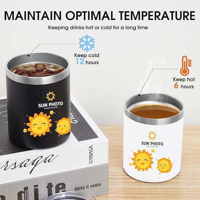 Personalized Custom Tumbler Print in USA 12oz 10Pcs Stainless Steel Travel Coffee Cup with Lid & Straw Double Wall Insulated Mug With Colorful Text Logo Photo