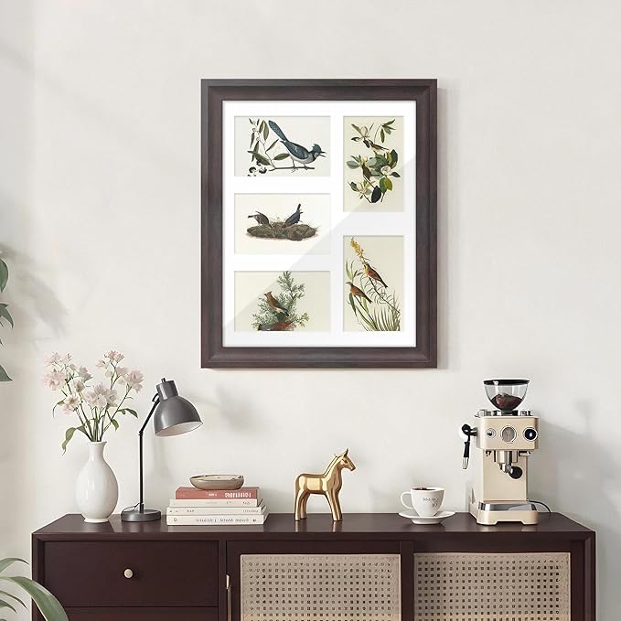 11x14 Picture Frame 4x6 Collage Picture Frame Displays Five 4x6 inch Photos or 11x14 (Without Mat) Wall Decor or Tabletop Walnut