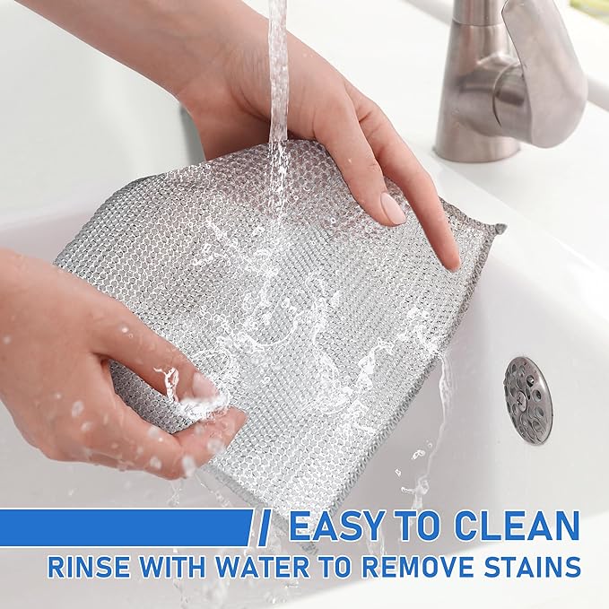 30PCS Non Scratch Wire Dishcloth Steel Wool Scrubber Scrub Pads - Kitchen Dishwashing Rag Sets Bathroom Home Essentials Towels Cleaning Pads Supplies,For Dishes Sinks,Stove Top Dish Cloths Gadgets