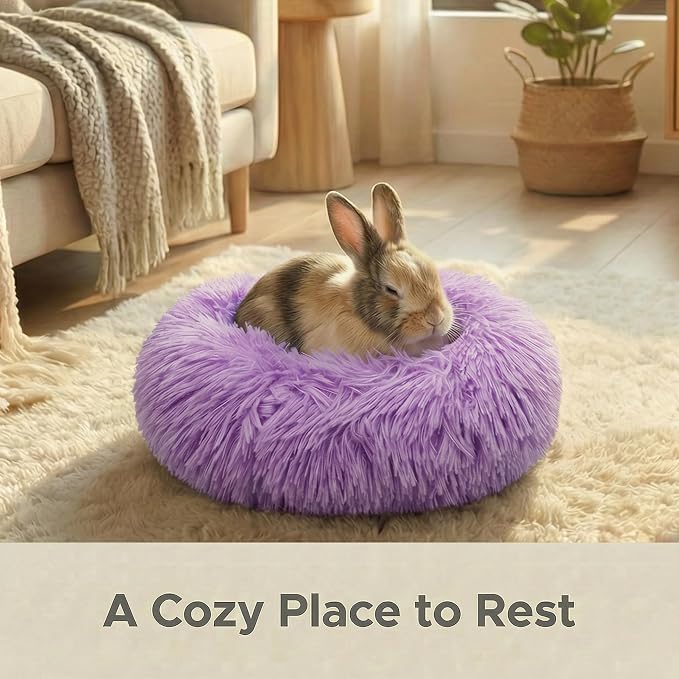 Guinea Pig Bed for Small Animal for Dwarf Rabbits/Hamster/Hedgehog/Ferrets | 11.8 Inch Small Animal Beds Washable，Hideout Soft & Comfortable Donut Bed,Purple
