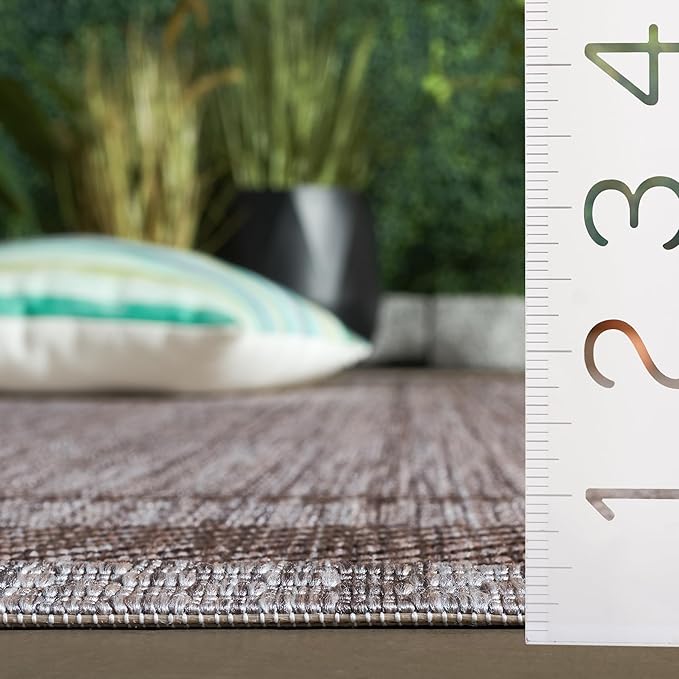 SAFAVIEH Washable Rug Outdoor Courtyard Collection - 2'3" x 14' Runner, Beige & Brown, Non-Shedding & Easy to Clean, Ideal for Patio, Backyard, Deck, Kitchen, Mudroom (CY8477-36312)