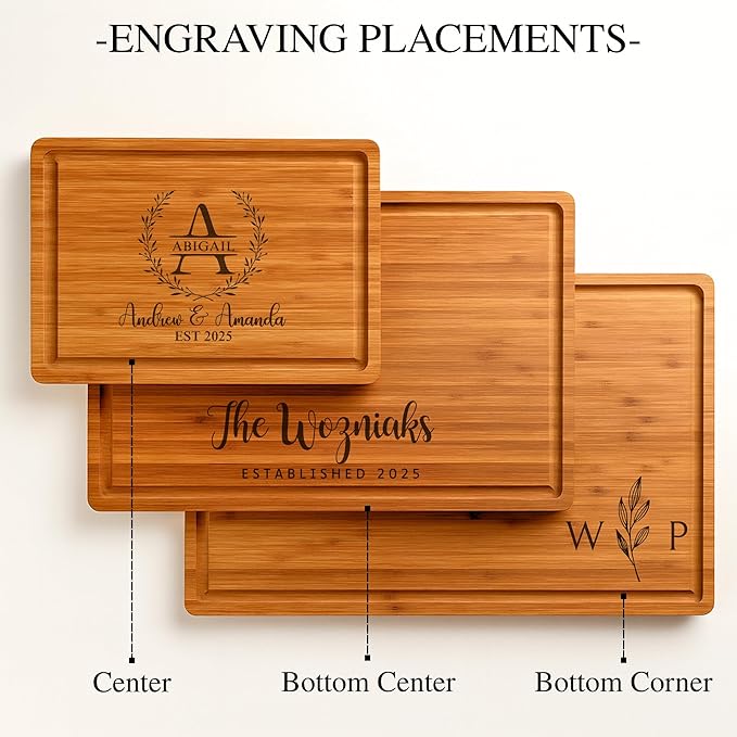 Personalized Cutting Board - Custom Engraved Bamboo Wood Charcuterie Board, Gifts for Wedding, Engagement, Anniversary, Housewarming, Bridal Shower, Unique Gift Idea for Couples, Family, Mom, Dad