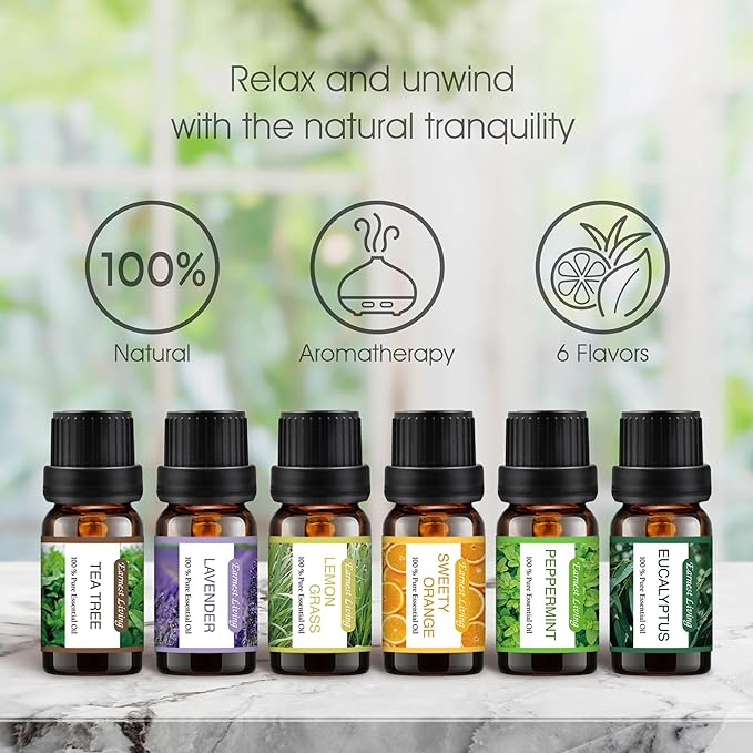 Earnest Living Essential Oil Diffuser Gift Set White Ceramic Diffuser 100 ml & Essential Oil Set Timers Night Lights Auto Off for Women