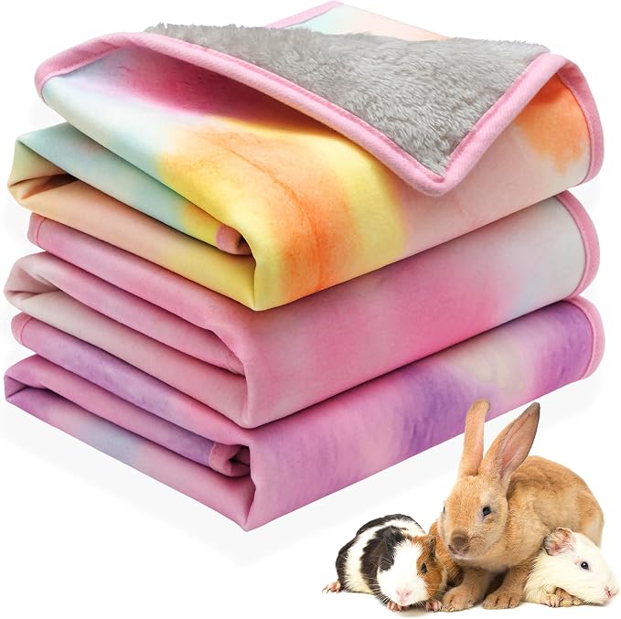 Guinea Pig Bedding - 3 Pack Waterproof Small Animal Cage Accessories for Guinea Pig Rat Hamster Chinchilla Hedgehog Rabbit Ferret- Washable Soft Fleece Pet Cage Liner Mat Blankets