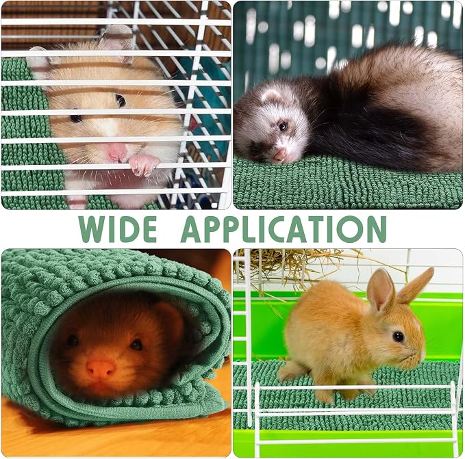 Amylove 4 Pcs Guinea Pig Cage Liner 16 x 24 Inch Washable Chenille Pee Pads Pet Dog Cat Bedding Training Mat Reusable for Small Animals Puppy Bunny Hamster Chinchilla