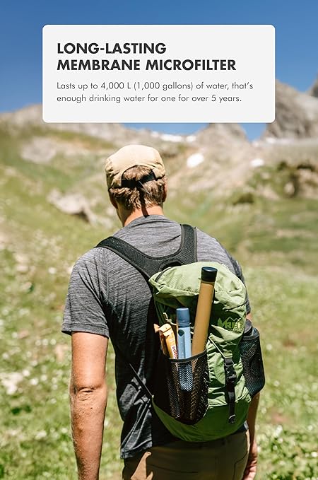 LifeStraw Peak Series - Personal Water Filter Straw for Backup Filtration, Emergency, Survival, and Ultralight Hydration, Dark Mountain Gray, 2 Pack