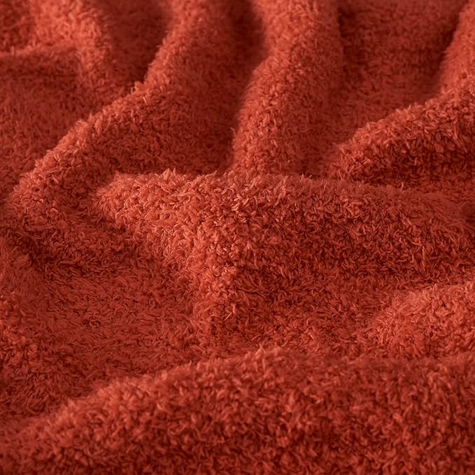 CYMULA Knit Fall Throw Blanket for Couch Orange-Super Soft Lightweight Plush Fuzzy Fluffy Cozy Blankets and Throws for Sofa Bed, 50x60 inches