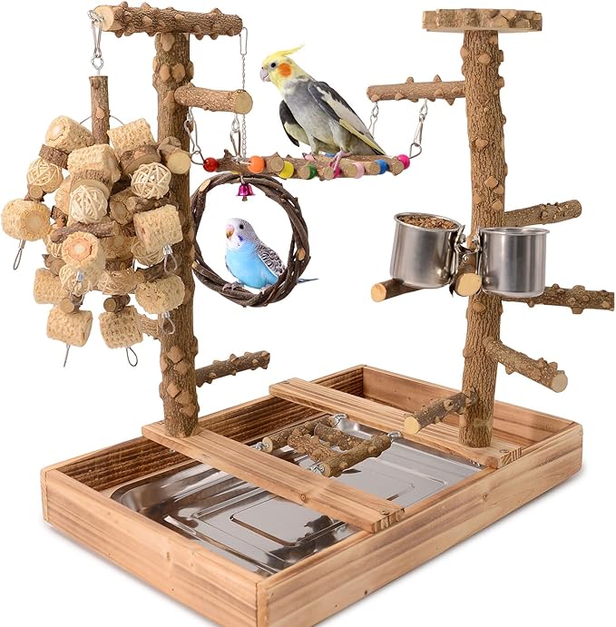 Bird Perch Stand, Multi-Layer Bird Playground, Parrot Cockatoo Parakeet Chew Toys