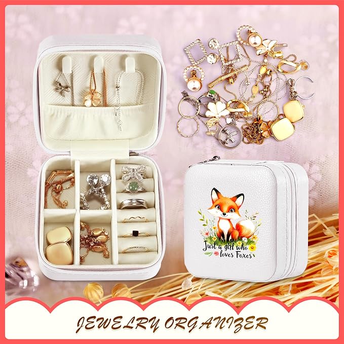 Fox Jewelry Box, Gifts For Kids Teens Girls, Fox Lovers Stuff Items Accessories Things Merchandise Decor Merch, Travel Ring Earrings Necklace Organizer Holder!