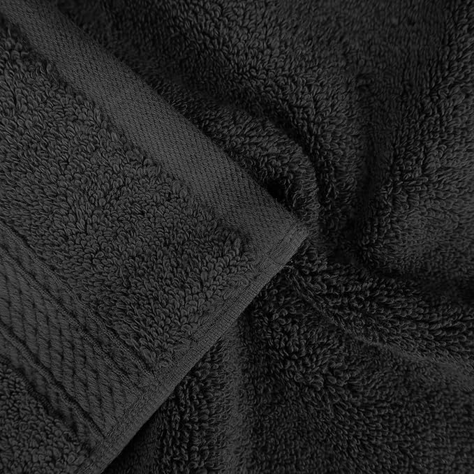 BLUENILEMILLS Madison Egyptian Cotton Towels, Towel Set for Bathroom, Shower, Hotel, Plush, 900 GSM, Highly Absorbent and Ultra-Soft Towels, Bath Essentials, 8 Piece Assorted Towel Set, Black