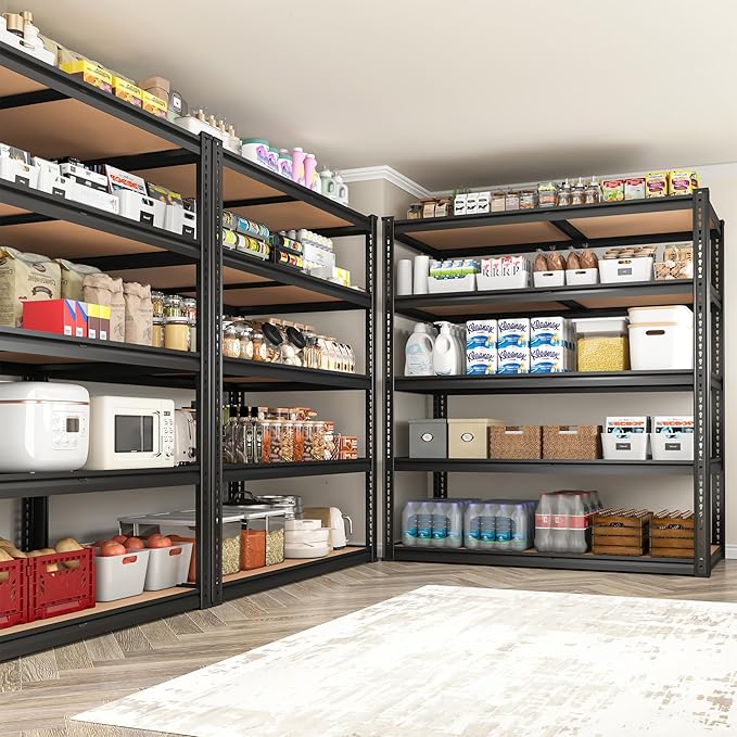 ROOMFAVE 40" W Garage Shelving 2300LBS Storage Shelves Adjustable Metal Shelving 5 Tier Garage Utility Rack Shelf for Warehouse, Pantry, Closet, Kitchen 72.2" H x 40" W x 20" D, Black,Gift