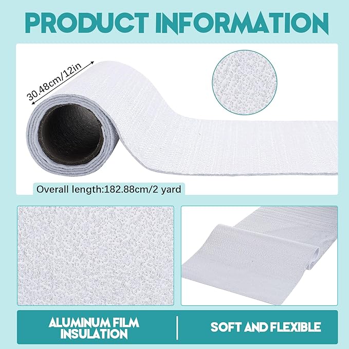 Treela 1 Roll 12 Inch x 2 Yard Heat Resistant Batting for Potholders Insulated Fabric Thermal Lining Batting for PotHolders Heat Reflective Fabric