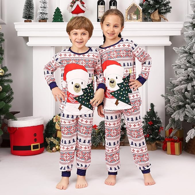 Family Christmas PJs Matching Sets, Cute Holiday Pajamas Printed Top and Pants, Xmas Jammies for Couples/Men/Women